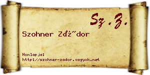 Szohner Zádor névjegykártya
